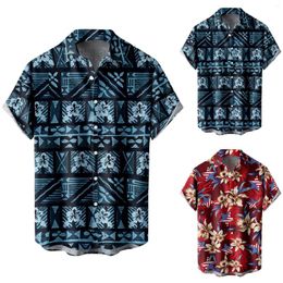 Men's Casual Shirts Floral Printed Men Hawaiian Shirt Short Sleeve Summer For Vacation Vintage Male Blouses Chemise Homme