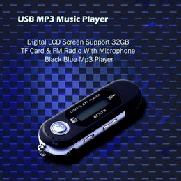 New Mini USB MP3 Music Player Digital LCD Screen Support 32GB TF Card FM Radio With Microphone Black Blue MP3 Player Recommend