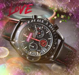 Reloj Mens All Dial Work Quartz Battery Watch High Quality Top Luxury Chronograph Clock Leather Buckle Belt auto date men super bright Bracelet wristwatch