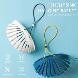Household hanging drain bag basket shell-shaped kitchen dishcloth sponge storage bags to keep dry sink soap bath storage tool