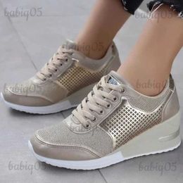 Dress Shoes Women Wedges Platform Sneakers Autumn Fashion Round Head Trainers Lace Up Casual Running Vulcanised Shoes Trainers Zapato Mujer T231117