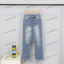 xinxinbuy Men women designer pant destroyed Letter Jacquard Denim 1854 Spring summer Casual pants black Grey XS-XL