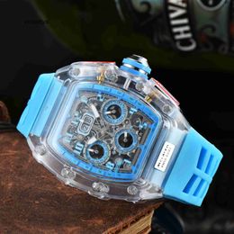Luxury Quartz Watch High Precision Crystal Transparent Multifunctional Needle Second Running Rotary Tourbillon Calendar Quartz Watch