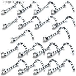 Stud 10Pcs/lot Surgical Steel Nose Piercing Stud Earrings Nariz 18G 20G Crystal Nostril Piercing Nose Ring Pirsing Jewelry for WomenL231117