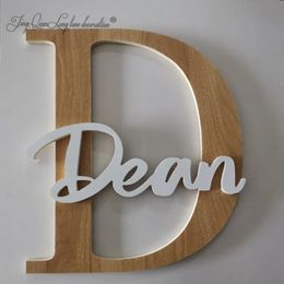 Decorative Objects Figurines Custom Made Wooden Letters Baby Nursery Wall Hanging Letters in Script Font Baby Name Sign Kids Room Decor Wood Letters 231117