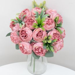 Decorative Flowers Artificial Flower Water Plant Peony Bouquet Silk Wedding Table Autumn Decoration Home Party Arrangement Supplies