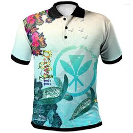 Men's T Shirts Polynesian Hawaii Polo View Sea With Turtle 3D Printed Shirt Men Women Short Sleeve Summer T-shirt 01