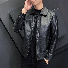 Men's Jackets Men 2023 Fashion Leather Jacket Autumn Motorcycle Slim Fleece Coat Outdoor Casual Motor Biker PU 231116