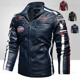 Men's Jackets Mens Vintage Motorcycle Jacket 2022 Men Fashion New Biker Leather Jacket Male Embroidery Bomber Coat Winter Fleece Pu Overcoat T231117