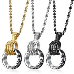 Pendant Necklaces Halloween Jewelry Stainless Steel Skull Skeleton Hand Ring Necklace Gold