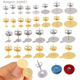 Stud 50-100pcs/lot Stainless Steel Earring Studs Blank Post Base Pins With Earring Plug Ear Back Connector For Jewelry Making DIYL231117