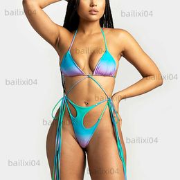 Women's Swimwear Strings Bikini Thong Bandage Crisscross Swimsuit Women Micro Swimwear High Cut Brazilian Bikinis Sexy Bathing Suit 2023 Bikini T230417