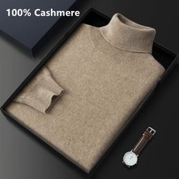 Men's Sweaters 100% Pure Cashmere Wool Turtleneck Sweaters For Men Pullover Autumn Winter Soft lightweight Warm Knitted Sweater Pull Homme 231117