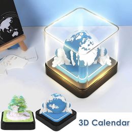 Calendar LED Block 2024 3D Notepad Memo Pad Sakura Treehouse Notes Offices Paper Christmas Birthday Gift 231116