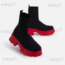 Boots 2021 Autumn Winter New Couple Socks Shoes Women Thick-soled Casual Large Size Net Red Knitted Short Boots Women Botas De Mujer T231118