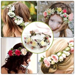 Headpieces Flower Wreath Floral Garland Headband Headpiece For Festival Wedding Po Shoot With Ribbon Artificial JAN88