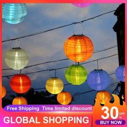 LED Strings 30cm LED Solar Powered Hanging String Light Outdoor Waterproof Holiday Festival Lantern Chinese Celebration Lamp Garden Decor P230414