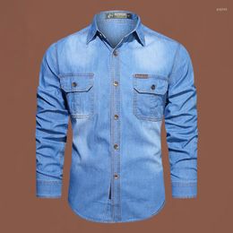 Men's Casual Shirts Spring And Autumn Men's Denim Pure Cotton Long Sleeve Loose Plus Size Shirt High Quality Fashion Men Jacket