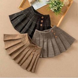 Skirts Girls Plaid Skirts Spring Autumn Children Pleated Skirts Bottoming Kids Plaid Princess Fashion Pettiskirt 230417