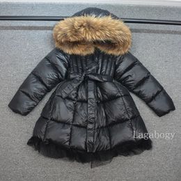 Down Coat Baby Girls Jacket Winter Long Cotton Padded Parka Dress Toddler Shinny Hooded Down Coat Christmas Costumes For Snowsuit TZ346 231117