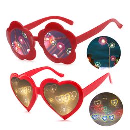Sunglasses Love Heart shaped Special Effects Glasses Watch The Lights Change to Heart Shape At Night Diffraction Fashion 230418