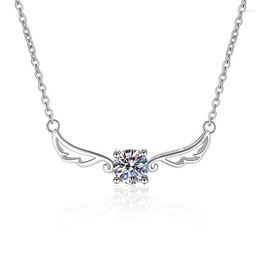 Chains ZFSILVER Fashion Trend Classic 925 Silver 0.5 Moissanite Angle Wing Necklaces For Women Accessories Luxury Charm Wedding Jewellery