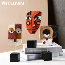 Decorative Objects Figurines Resin Face Art Crafts Decorative Traditional Abstract Tabletop Cabinet Figurines Creative Living Room Home 231117