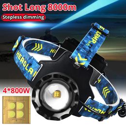 Headlamps 800W Power LED Headlamp 1000000 lumens High Flash 8000m Charging USB 231117