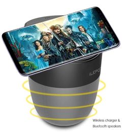 1 Piece Wireless Charger Speaker Qienabled Fast Charger Stereo Bluetooth Speaker Portable Subwoofer With 1800mAh Battery Retail 2463856