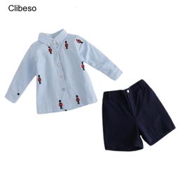 Rompers Little Boys Spring Fall Clothes Sets Kids Boy Cartoon Printes Shirts Plain Short Pants Children Casual Playwear Infant Outerwear 230417