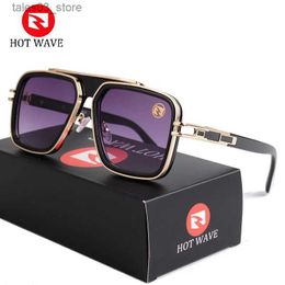 Sunglasses HOT WAVE Blue Mirror Sunglasses Men UV Ray Lense Eyewear Vintage Fashion Square Men's Sun Glasses 95885 Q231120
