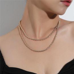 Choker Bacolod Gold Colour Thick Multi-layer Necklace For Women Simple Party Birthday Office Jewellery Gifts Christmas Chokers