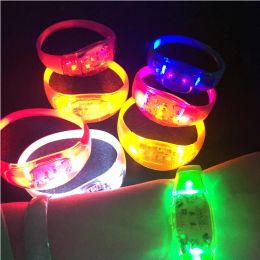 Silicone Sound Controlled LED Light Bracelet Festive Party Supplies Activated Glow Flash Bangle Wristband Gift Wedding Party Favours wholesale Carnival Festival