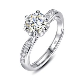 Band Rings D Color 12ct Moissanite Rings For Women 925 Sterling Silver Adjustable Size Wedding Ring Trendy For Lover Gift Fine Jewelry New AA230417