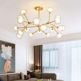 Chandeliers Nordic Firefly LED Chandelier Luxury Golden Stylish Tree Branch Ceiling Lamp Home Decoration For Living Room Bedroom Kitchen