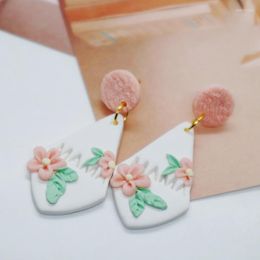 Dangle Earrings Trendy Cute Pink Flowers Drop For MAMA Polymer Clay Braided Pattern Pendant Sets Women Jewelry