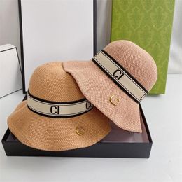 Fashion Straw Hat Sunhats Caps Designer Bucket Hats Casquette For Men Woman Breathable Summer Resort Sun Protection Ice Silk Hemp 2111