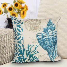 Pillow 1PC Sea Blue Animal Design Printed Cover For Sofa Whale Pattern Simple Decorative Throw Case OU 008