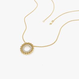 VLOVE Jewelri Solid Gold Chain 14K Beaded Diamond Circle Necklace