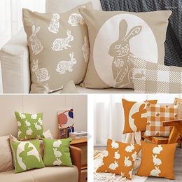 Pillow Pillowcase 45x45cm Green Orange Rabbits Cover Easter Party Decorations Home Sofa Decorative Plaid