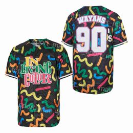 Moive Baseball IN LIVING COLOR 90 WAYANS Jersey Mans University Pure Cotton College Breathable Cooperstown Cool Base Vintage Black Team Retire All Stitching