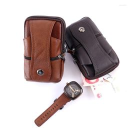 Waist Bags Leather Men's Messenger Bag Retro Cowhide Small Satchel Casual Business Mobile Phone