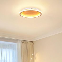 Ceiling Lights Led Wooden Grain Round Lamp For Living Room Bedroom Lighting Modern Home Decor Fixture Luminary