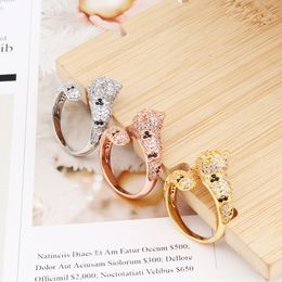 silver 18k gold stones plating wedding engagement rings for women Luxury leopard diamond ring men Christmas Party girls lovers Bridal Christmas birthday gifts cool