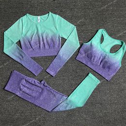 2/3/5PCS Seamless Women Yoga Set Workout Sportswear Gym Clothing Fitness Long Sleeve Crop Top High Waist Leggings Sports Suits YogaWomen's Yoga sets