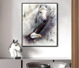 Horse Eagle Animal Canvas Painting Black And White Art Wall Art Pictures For Living Room Bedroom Modern Home Decoration Unframed6377568