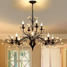 American Modern Minimalist Villa Living Room Crystal Chandelier Bedroom Candle Restaurant Led Lamp Indoor Lighting Luster Lamps