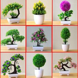 Decorative Flowers Artificial Plants Potted Bonsai Garden Decoration Outdoor Fake Room Decor Party Table Ornament For Home