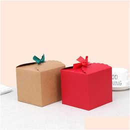 Gift Wrap Brown Kraft Paper Box Small Gifts Packaging Carton Paperboard Party Supply Packing Ct0348 Drop Delivery Home Garde Dhycm