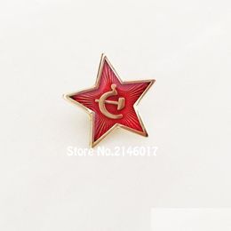 Pins Brooches Pins Brooches 10Pcs Russia Red Star Hammer Sickle Logo Lapel Brooch Communism Soviet Union Ussr Pin Cold War Souvenir B Dhzx9